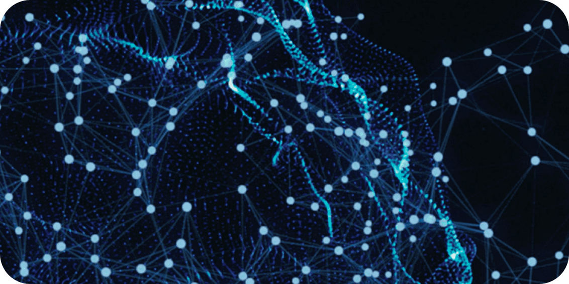 An illustrative image of an artificial neural network, dots connected with lines.