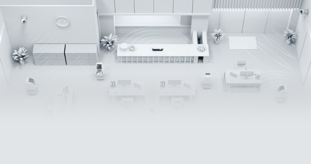 Using the MUIC algorithm capability, one of the features of ISOCELL Vizion 63D products, multiple robots can move between tables simultaneously without interference.