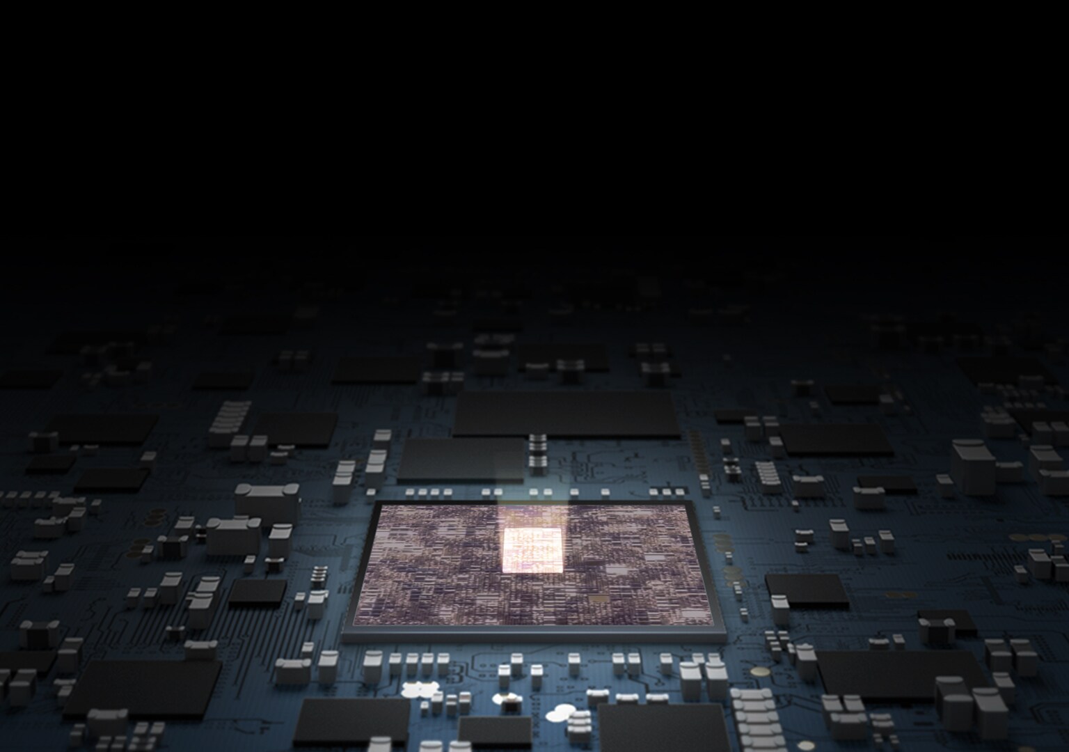 The appearance of the embedded processor has been visualized, with the center portion emitting light where the processor is embedded.