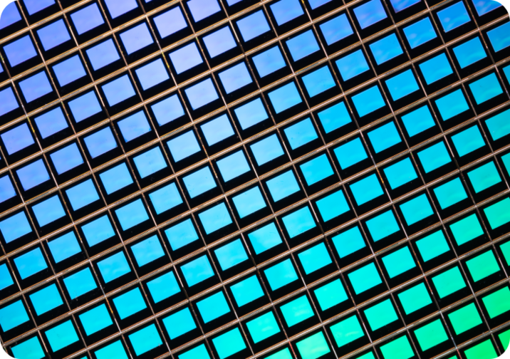 A grid of squares with a rainbow gradient over it.